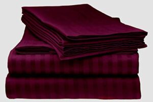 100% egyptian cotton wine stripe, grand king size egyptian cotton sheet set -(4 pcs) deep pockets 30" inches for thick mattress-850 tc breathable-super soft-(grand king: 80" x 99")