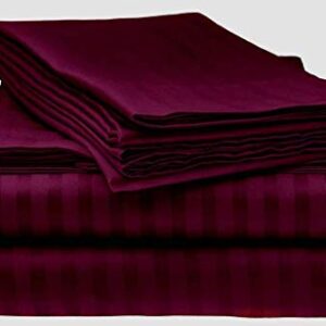 100% Egyptian Cotton Wine Stripe, Grand King Size Egyptian Cotton Sheet Set -(4 Pcs) Deep Pockets 30" Inches for Thick Mattress-850 TC Breathable-Super Soft-(Grand King: 80" X 99")