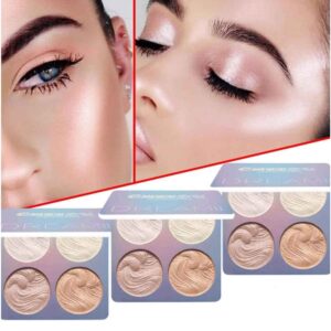 Highlighter Powder Palette, Shimmer Highlighters Makeup Iluminador,Great Long Lasting Waterproof, Glow Bronzer Brilliant Lighten Skin Color Face Makeup Highlighter (A)