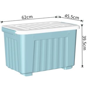 Cetomo 80L*3 Plastic Storage Box,Blue, Tote box, Organizing Container with Durable Lid and Secure Latching Buckles, Stackable and Nestable, 3Pack, with Buckle