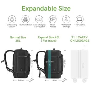 VGOAL Carry on Backpack,40L Expandable Travel Backpacks Weekender Overnight Luggage Bag Extra Large Backpack Fit up to 17.3" Laptop (Black(flight Approved), 45L Expandable With 3 CUBES)