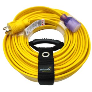 parkworld generator 4-prong 30amp flat extension cord for transfer switch and ev charger, nema l14-30p to l14-30r female with lighted. (50ft)