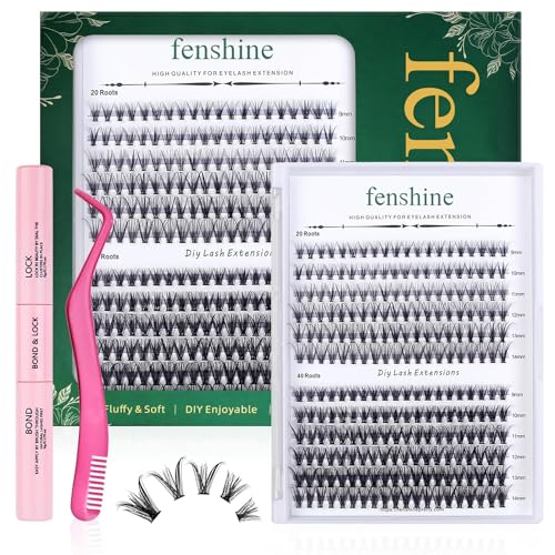 Fenshine Cluster Eyelash Extensions 240pcs 20D/40D Cluster Eyelashes Mixed, Natural False Eyelashes Cluster Soft Individual Lashes Clusters