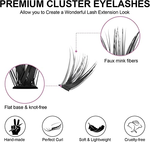 Fenshine Cluster Eyelash Extensions 240pcs 20D/40D Cluster Eyelashes Mixed, Natural False Eyelashes Cluster Soft Individual Lashes Clusters