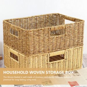 Storage Basket Wicker Woven Baskets for Storage Toilet Tank Basket Coffee Station Condiment Organizer Shelf Basket Coffee Condiment Organizer Woven Storage Bin Rattan Manager Pp