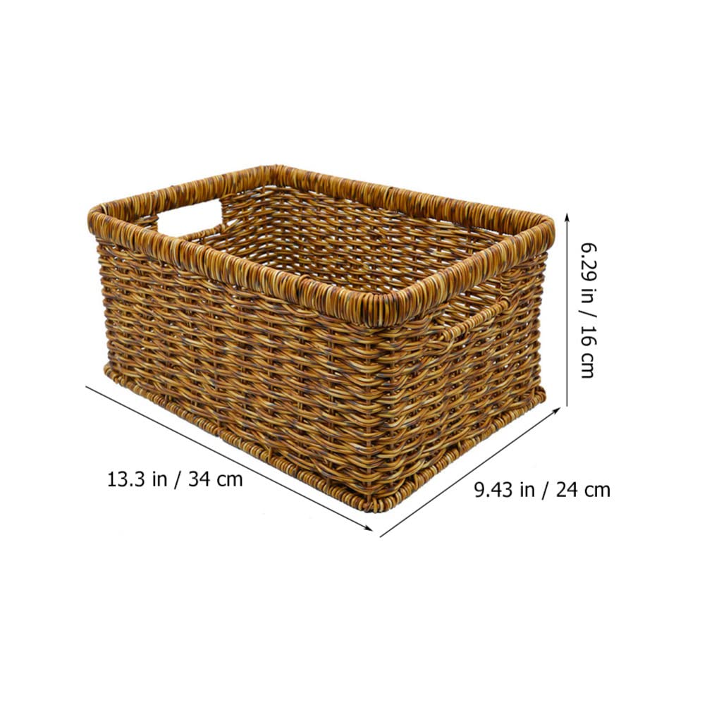 Storage Basket Wicker Woven Baskets for Storage Toilet Tank Basket Coffee Station Condiment Organizer Shelf Basket Coffee Condiment Organizer Woven Storage Bin Rattan Manager Pp