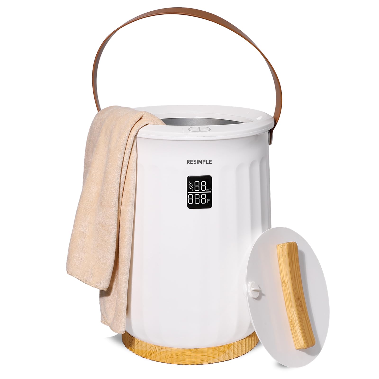 RESIMPLE Towel Warmer Bucket, Luxury Hot Towel Blankets Warmer Bucket-Style for Bathroom 20L Large Towel Heater with Fragrant Disc Holder, Auto Shut Off, Fits Up to Two 40"X70" Oversized Blankets