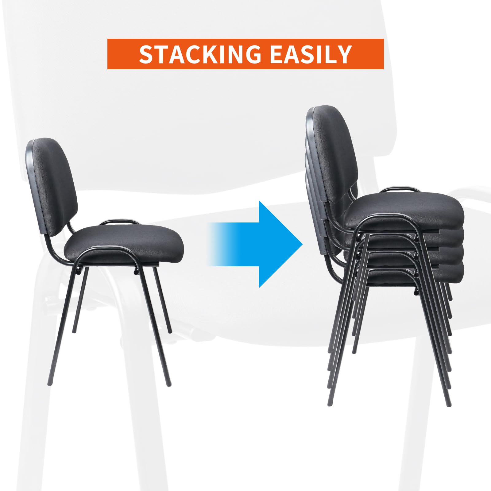 CLATINA Waiting Room Chairs Fabric Stackable Chairs Metal Frame with Lumbar Support and Thickened Seat Cushion for Waiting Conference Room Guest Chairs 1 Pack…