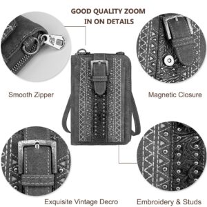 Montana West Crossbody Cell Phone Purse For Women Western Style Cellphone Wallet Bag Travel Size With Strap PHD-2002GY