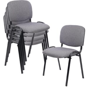 clatina set of 5 pack waiting room chairs fabric grey stackable chairs metal frame with thickened seat back cushion for waiting conference room guest chairs