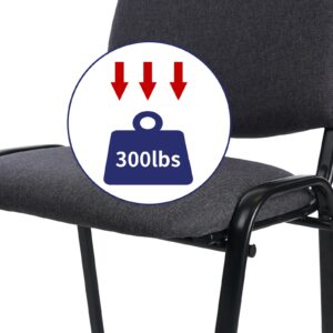 CLATINA Set of 5 Pack Waiting Room Chairs Fabric Grey Stackable Chairs Metal Frame with Thickened Seat Back Cushion for Waiting Conference Room Guest Chairs