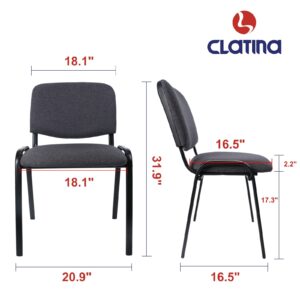 CLATINA Set of 5 Pack Waiting Room Chairs Fabric Grey Stackable Chairs Metal Frame with Thickened Seat Back Cushion for Waiting Conference Room Guest Chairs
