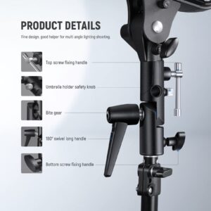 NEEWER Camera Flash Bracket H Type Mount with Umbrella Softbox Holder, 180° Swivel Adjustable Metal Light Stand Adapter with 1/4" to 3/8" Screw Adapter for Speedlite LED Light Stand Tripod (2 Pack)