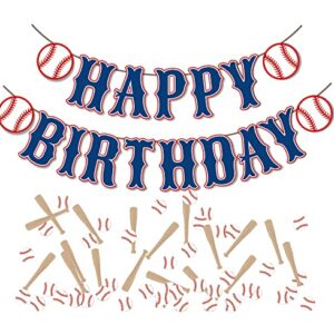 OZCZKZZ Happy Birthday Banner Baseball,Navy Blue,Baseball Birthday Party Decorations