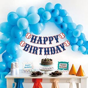 OZCZKZZ Happy Birthday Banner Baseball,Navy Blue,Baseball Birthday Party Decorations