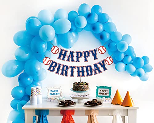 OZCZKZZ Happy Birthday Banner Baseball,Navy Blue,Baseball Birthday Party Decorations