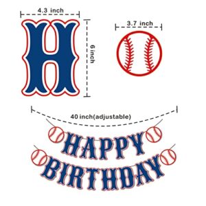 OZCZKZZ Happy Birthday Banner Baseball,Navy Blue,Baseball Birthday Party Decorations