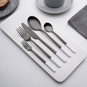 matte grey flatware set 30 piece, silverware set for 6, 18/10 stainless steel home kitchen hotel restaurant tableware cutlery set, include knives, forks, spoons, recommended (30pcs)