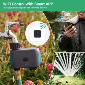 LINEX WiFi Smart Water Timer for Garden Hose, Sprinkler Irrigation Timer with Hub, Compatible with Alexa and Google Assistant