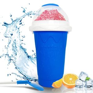 slushie maker cup, magic quick frozen smoothies cup, reuseable squeeze cooling cup with lids & straws, homemade milk shake ice cream maker