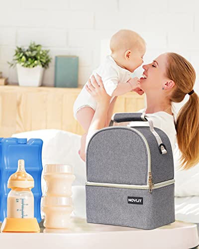 Breast Pump Bag with Ice Pack -Multi-Function Breastmilk Cooler Bag & Lunch Bag Fit As Baby Milk Bottles,Fruits,Coke for Travel-Black