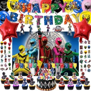 109pcs cartoon party suppliesincludes birthday banner, cake topper, cupcake toppers, balloons, tablecloth，backdrop02