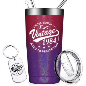 doearte 40th birthday gifts women - vintage 1984 20oz tumbler - 40th birthday decorations for women - 40 years old birthday gift ideas for women
