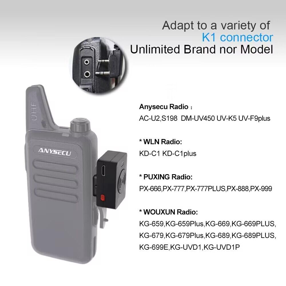 BAOFENG Walkie Talkie Wireless Headset, Hands-Free K1 Plug PTT Earphone with Noise Cancelling Mic UV-82 UV-5R Walkie Talkie(K Plug, K Connector)