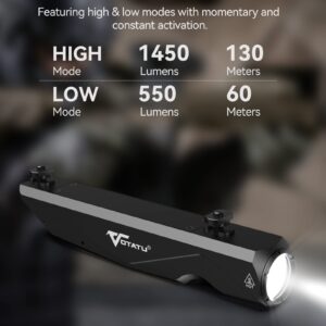 VOTATU ML40 1450 Lumens Weapon Light Compatible with M-Lok Rail Surface, Tactical Flashlight for Rifle, Strobe Function, Magnetic Rechargeable