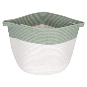 nat & jules 12 inch flexible woven fabric storage basket: organize your home office, linen closet, living room open storage, or soft flexible container, two tone cream and sage green