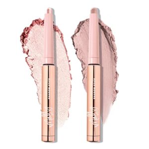 mally beauty evercolor eyeshadow stick duo- dusty rose shimmer, moonlight shimmer - waterproof and crease-proof formula - easy-to-apply buildable color - cream shadow stick