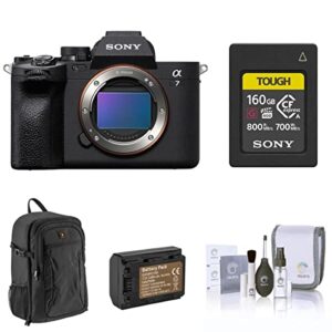 sony alpha a7 iv full frame mirrorless interchangeable lens digital 4k camera, black - bundle with 160gb cfexpress card, backpack, extra battery, cleaning kit