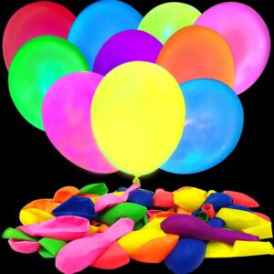 110 pieces uv neon balloons glow in the dark balloons neon party supplies black light balloons for glow party helium fluorescent latex neon balloons for kids birthday party decoration