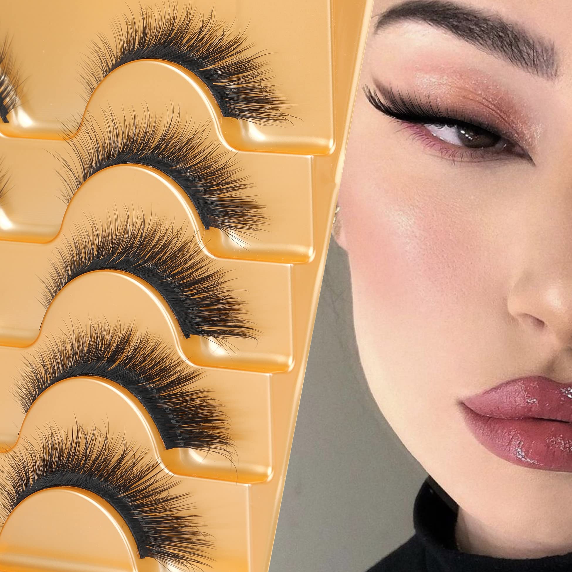 Eyelashes Wispy Fox Eye Lashes Look Like Lash Extension 15MM Natural Looking Fluffy Angel Lashes Pack 5 Pairs by Lanflower