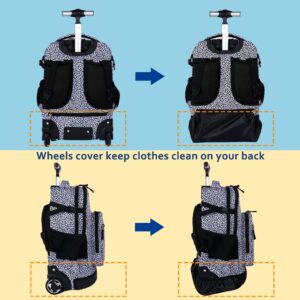 seastig Rolling Backpack 18in Wheeled Backpack Roller Backpack Carry-on Bag Laptop Backpack for Adults Kids School Trip