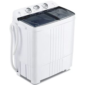 homguava 20lbs capacity portable washing machine washer and dryer combo twin tub laundry 2 in 1 washer(12lbs) & spinner(8lbs) built-in gravity drain pump,for apartment,dorms,rv camping (grey+white)