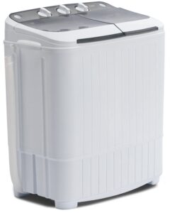 tabu 17.6ibs portable washing machine, compact washer machine, mini washing machine, twin tub washer and spiner, ideal for dorms, apartments, rvs, camping etc (white & grey)