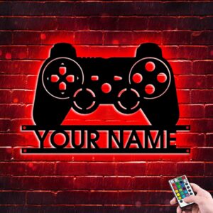 personalized gamer neon sign, custom signs for bedroom wall decor led sign light game gamepad shape, 16 colors gifts teen boys decoration up signs (style 9)