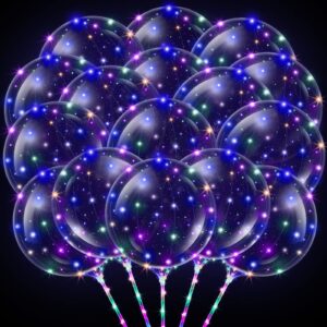 50 pcs clear balloons 20 inches led balloons light up balloons flashing bobo balloons glow balloons transparent balloon with handles and string lights for birthday christmas wedding party decoration