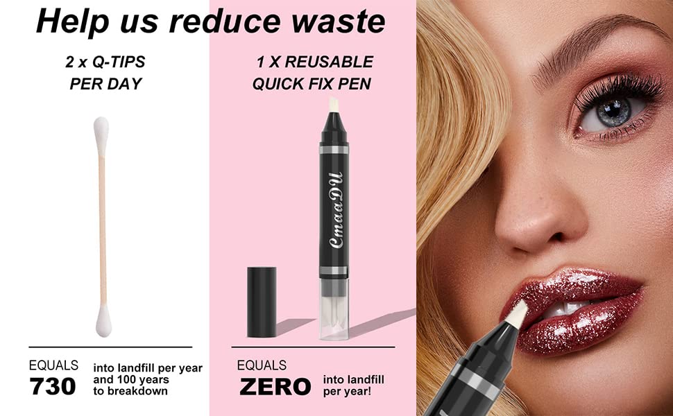 Eye Makeup Remover Pen, Eye Makeup Corrector Pen Makeup Remover Eraser Stick Wash Free Quick Makeup Correction Lipstick Eyeliner Smudged Correction Easy-to Use & Travel-Friendly Makeup Removing Gel Pen With 3-in-1 Replacement Heads