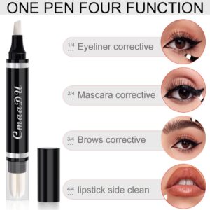 Eye Makeup Remover Pen, Eye Makeup Corrector Pen Makeup Remover Eraser Stick Wash Free Quick Makeup Correction Lipstick Eyeliner Smudged Correction Easy-to Use & Travel-Friendly Makeup Removing Gel Pen With 3-in-1 Replacement Heads