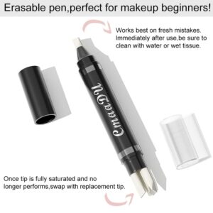 Eye Makeup Remover Pen, Eye Makeup Corrector Pen Makeup Remover Eraser Stick Wash Free Quick Makeup Correction Lipstick Eyeliner Smudged Correction Easy-to Use & Travel-Friendly Makeup Removing Gel Pen With 3-in-1 Replacement Heads