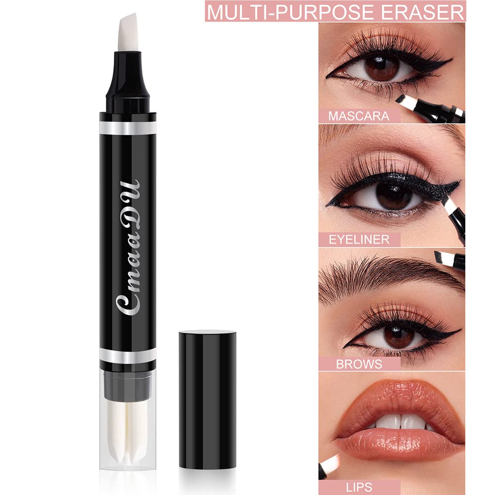 Eye Makeup Remover Pen, Eye Makeup Corrector Pen Makeup Remover Eraser Stick Wash Free Quick Makeup Correction Lipstick Eyeliner Smudged Correction Easy-to Use & Travel-Friendly Makeup Removing Gel Pen With 3-in-1 Replacement Heads