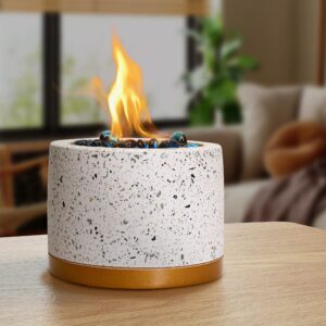 sonefreiy tabletop fire pit, small portable table top fire bowl, smokeless ethanol fireplace for indoor outdoor, mini concrete tabletop fire pit for small fireplace, for family friends