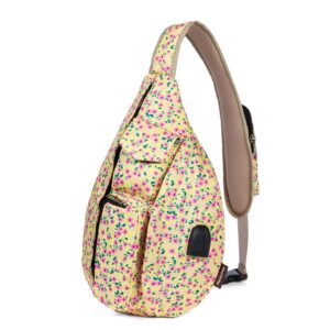 malirona sling bag for women sling backpack hiking daypack multipurpose crossbody chest bag (yellow)