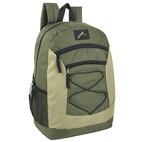 Trail maker 18 Inch Bulk Backpacks with Bungee Cord, Padded Adjustable Straps 24 Pack of Wholesale Backpacks in Bulk for Kids (Boys Assortment)