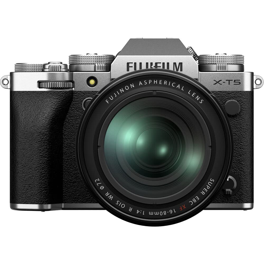 Fujifilm X-T5 Mirrorless Digital Camera with 16-80mm Lens (Silver, 16782662) Bundle with Corel Editing Software + Graduated Color Filters + Large Camera Bag + Lens Filters + Cleaning Kit + More