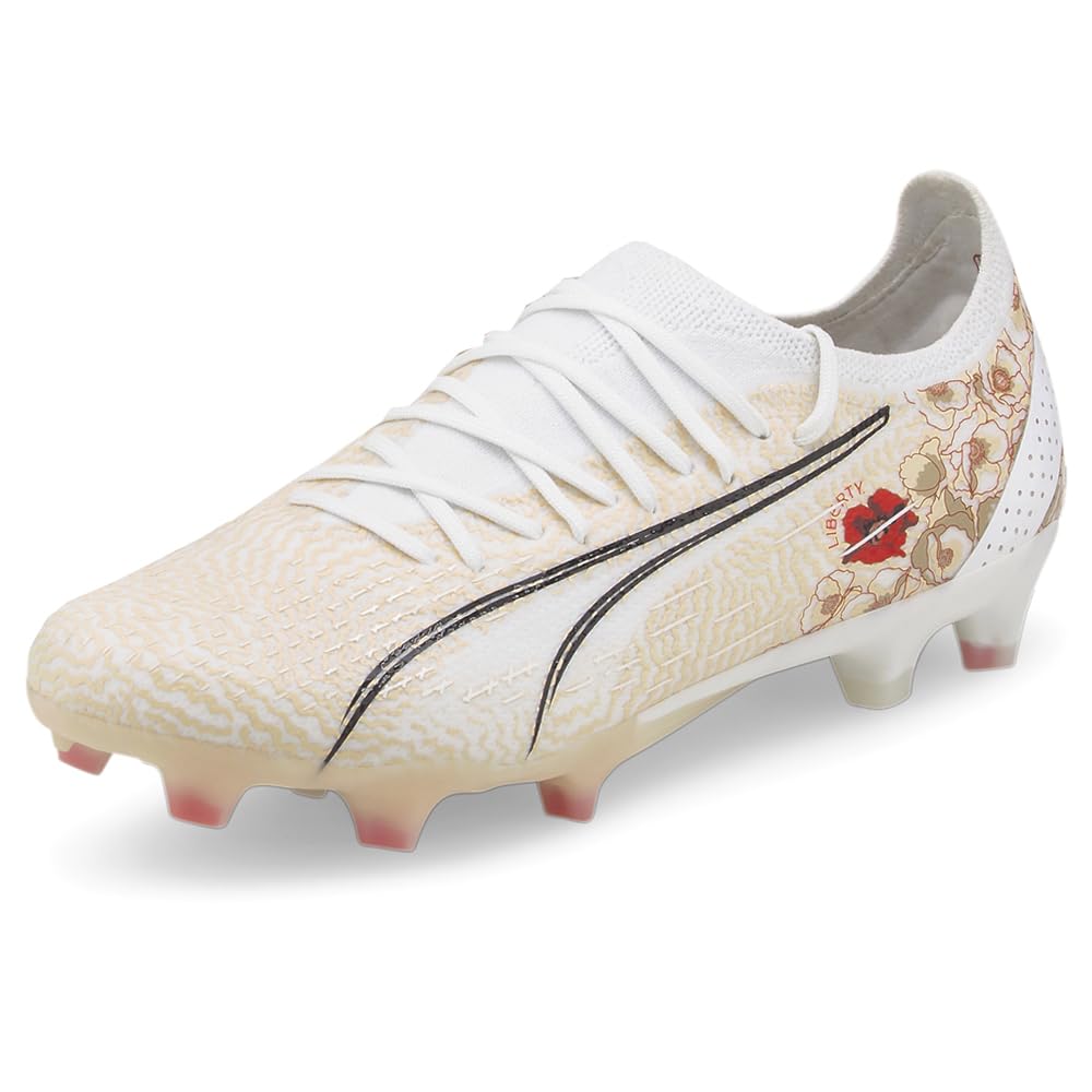 Puma - Womens Ultra Ultimate Liberty Fg/Ag Shoes, Size: 7 M US, Color: Puma White/Puma Black/Sun Kiss