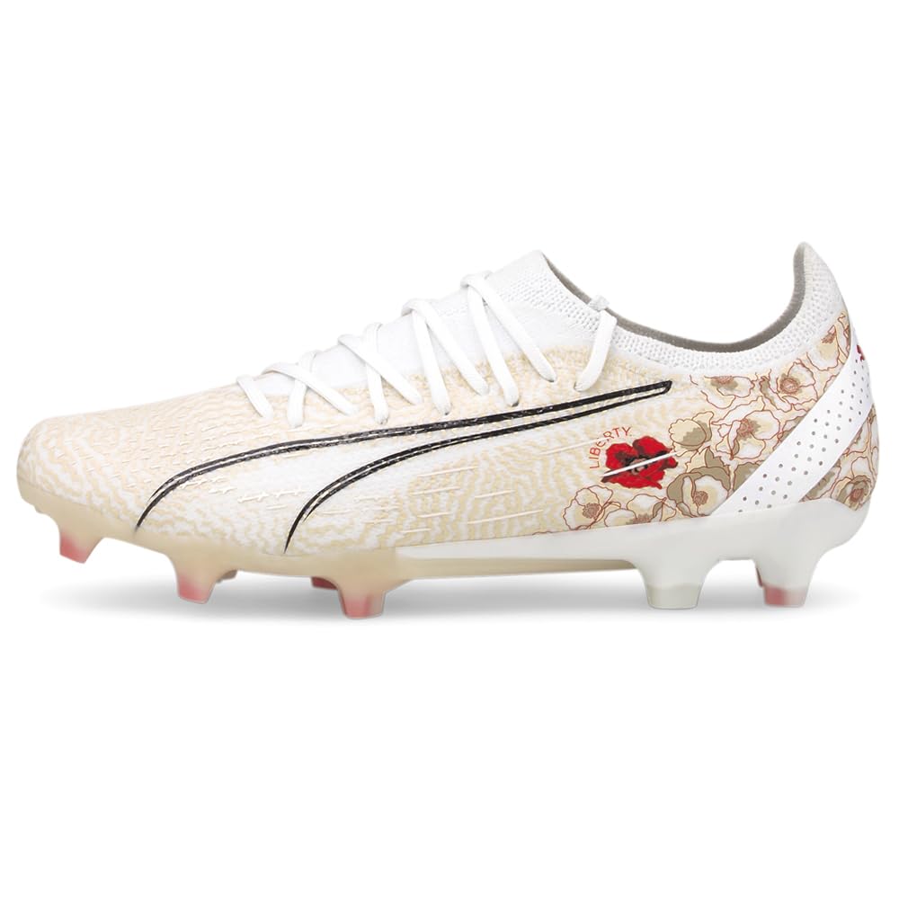 Puma - Womens Ultra Ultimate Liberty Fg/Ag Shoes, Size: 7 M US, Color: Puma White/Puma Black/Sun Kiss