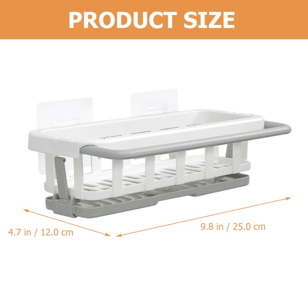 LIFKOME Kitchen Sink Caddy Plastic Retractable Sponge Holder Wall Mount Dish Cloth Hanger Hanging Sink Organizer Rack Basket Soap Rack Brush Holder